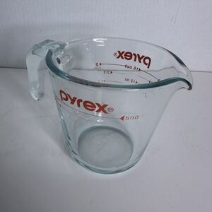 Pyrex Glass Blue Tint 2 Cup 16 Oz Measuring Cup‎ Open Handle